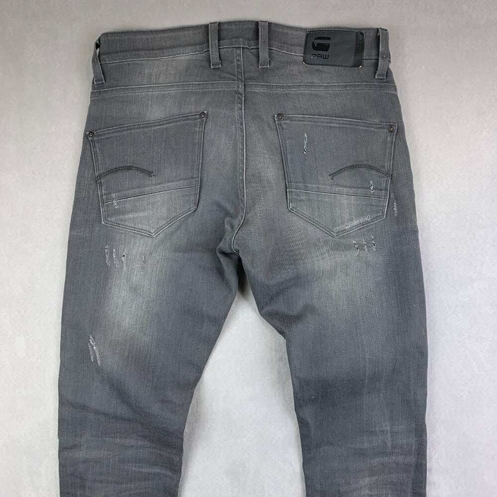 G Star Raw Mens Pants 33 Gray Jeans Revend Super Slim Distressed Faded 33x36 - Picture 11 of 13